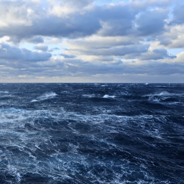 Stormy weather and waves in the Pacific Ocean